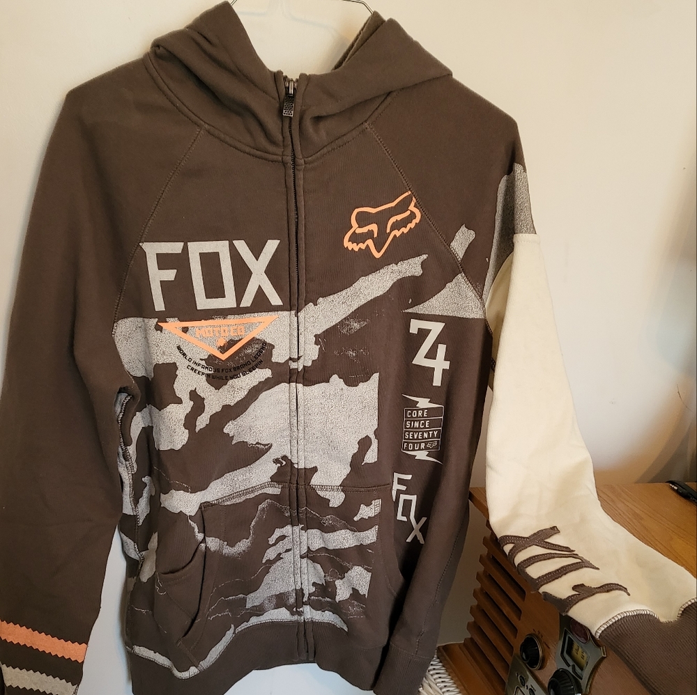 Unisex FOX Zip Front Hooded Sweatshirt